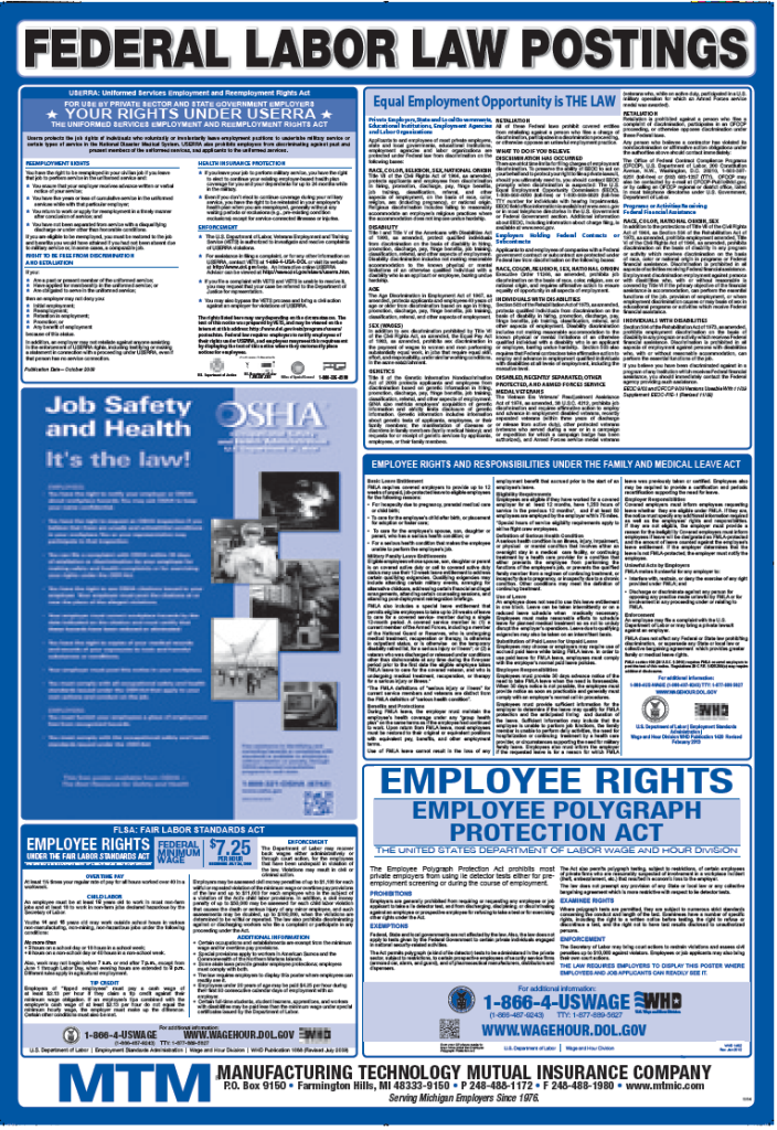 State And Federal Labor Law Posters Update Mtmic 3449